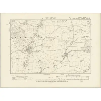 1906 Map of Cornwall XLIX.SE, 1908 Print