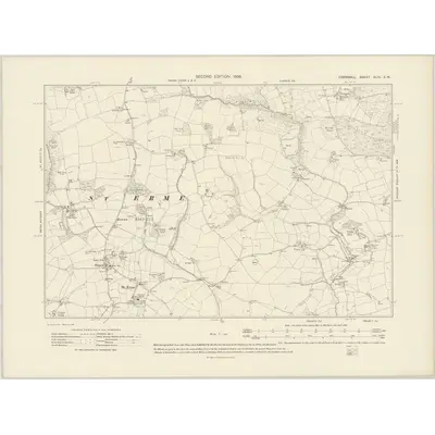 1906 Map of Cornwall XLIX.SW, 1908 Print