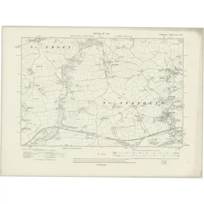 1912 Map of Cornwall XLV.NE, 1919 Print