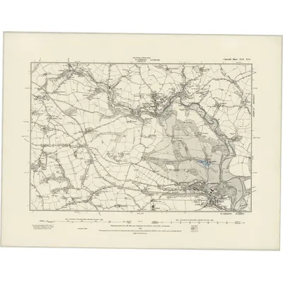 1888 Map of Cornwall XLV.NW, 1889 Print