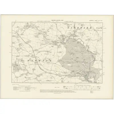 1905 Map of Cornwall XLV.NW, 1907 Print