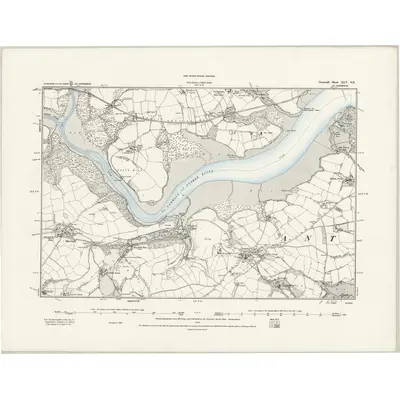 1883 Map of Cornwall XLV.SE, 1889 Print