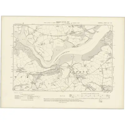 1905 Map of Cornwall XLV.SE, 1907 Print