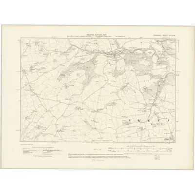 1905 Map of Cornwall XLV.SW, 1907 Print
