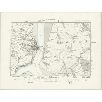 1883 Map of Cornwall XLVI.NW, 1889 Print