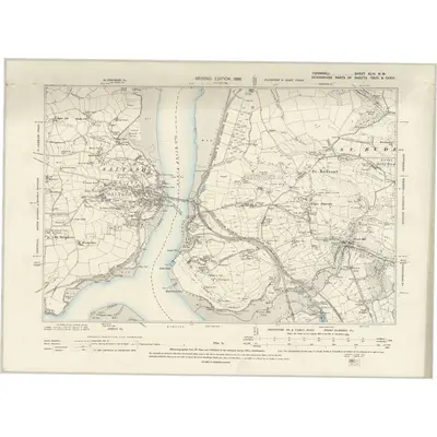 1892 Map of Cornwall XLVI.NW, 1896 Print