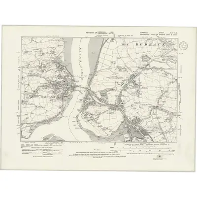 1933 Map of Cornwall XLVI.NW, 1936 Print