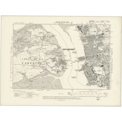 1905 Map of Cornwall XLVI.SW, 1908 Print