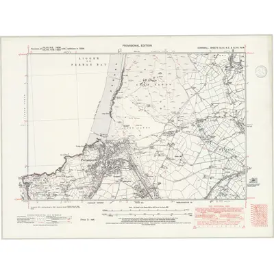 1938 Map of Cornwall XLVII.NE & XLVIII.NW, 1946 Print