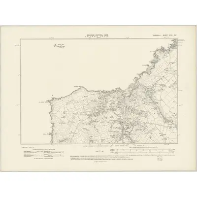 1906 Map of Cornwall XLVII.SE, 1908 Print
