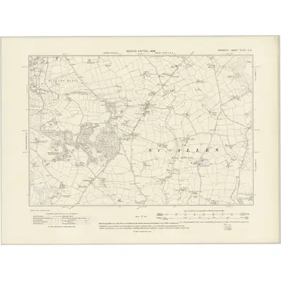 1906 Map of Cornwall XLVIII.SE, 1908 Print