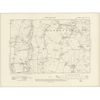 1906 Map of Cornwall XLVIII.SW, 1908 Print