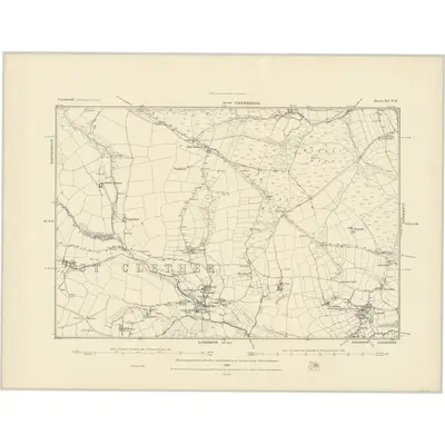 1882 Map of Cornwall XV.NE, 1883 Print