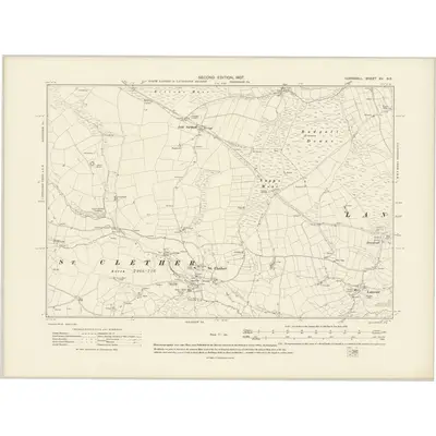 1905 Map of Cornwall XV.NE, 1907 Print