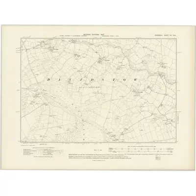 1905 Map of Cornwall XV.NW, 1907 Print