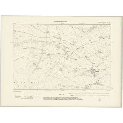 1905 Map of Cornwall XV.SE, 1907 Print