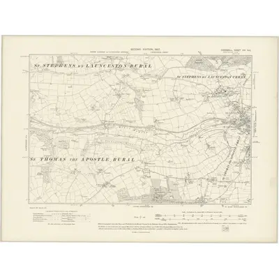 1905 Map of Cornwall XVI.NE, 1907 Print