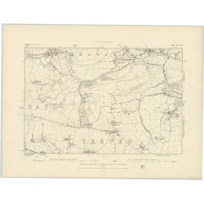 1882 Map of Cornwall XVI.NW, 1883 Print