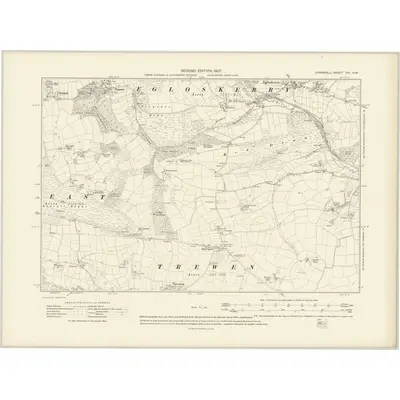 1905 Map of Cornwall XVI.NW, 1907 Print