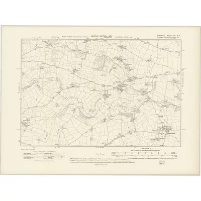 1905 Map of Cornwall XVI.SW, 1907 Print