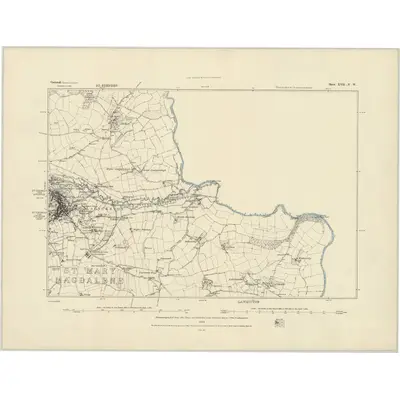 1882 Map of Cornwall XVII.NW, 1883 Print