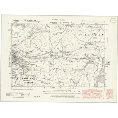 1938 Map of Cornwall XVII.NW, 1946 Print