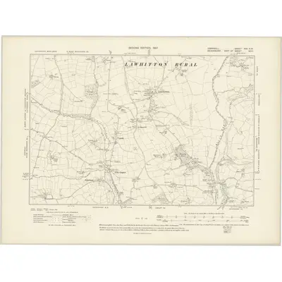 1905 Map of Cornwall XVII.SW, 1907 Print