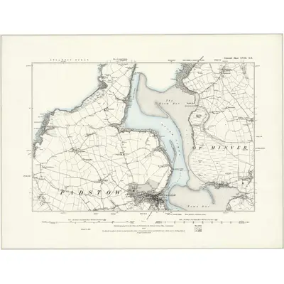 1880 Map of Cornwall XVIII.SE, 1888 Print