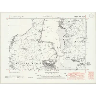 1938 Map of Cornwall XVIII.SE, 1946 Print