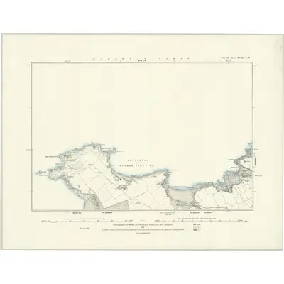 1880 Map of Cornwall XVIII.SW, 1888 Print