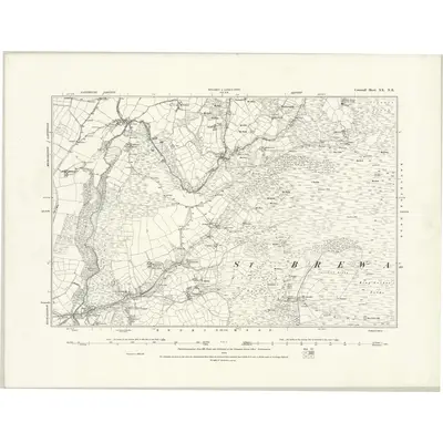 1880 Map of Cornwall XX.NE, 1888 Print