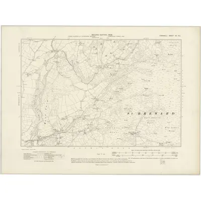1905 Map of Cornwall XX.NE, 1908 Print