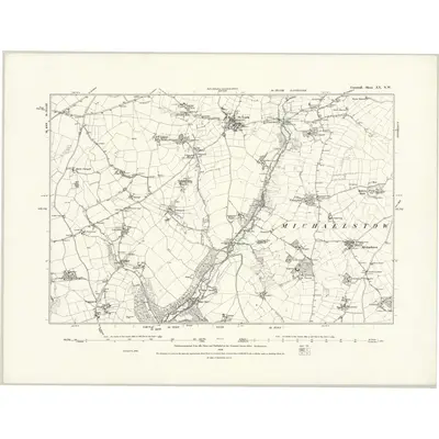 1880 Map of Cornwall XX.NW, 1888 Print