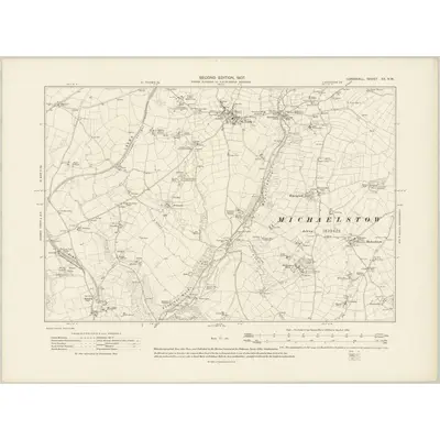 1905 Map of Cornwall XX.NW, 1907 Print