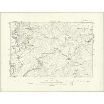 1880 Map of Cornwall XX.SE, 1888 Print