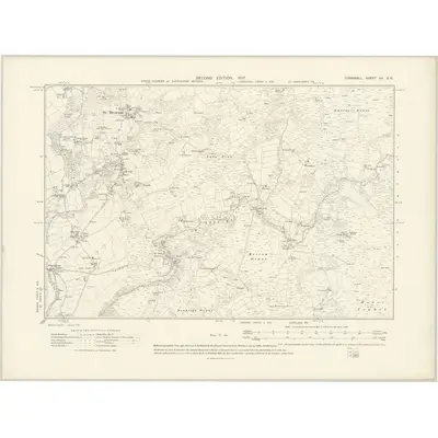 1905 Map of Cornwall XX.SE, 1907 Print