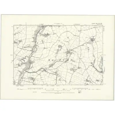 1880 Map of Cornwall XX.SW, 1888 Print