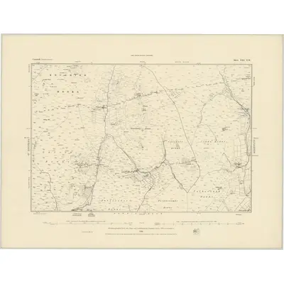 1881 Map of Cornwall XXI.NW, 1885 Print