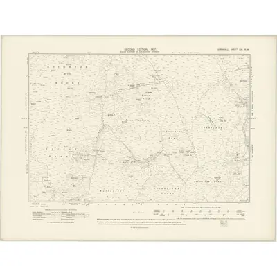 1905 Map of Cornwall XXI.NW, 1907 Print