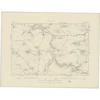 1881 Map of Cornwall XXII.NE, 1884 Print