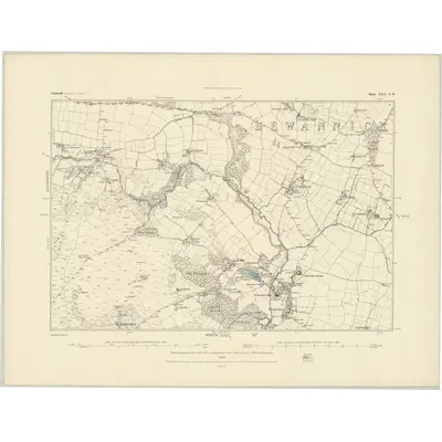 1881 Map of Cornwall XXII.NW, 1883 Print