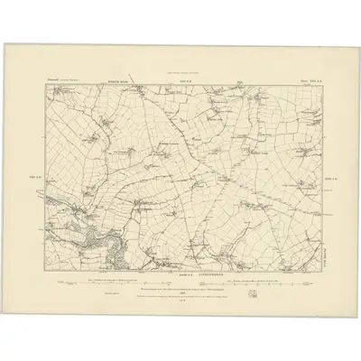 1881 Map of Cornwall XXII.SE, 1884 Print