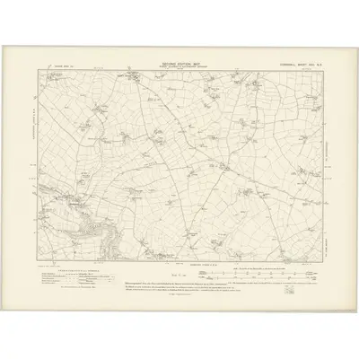 1905 Map of Cornwall XXII.SE, 1907 Print