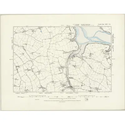 1880 Map of Cornwall XXIV.NE, 1889 Print