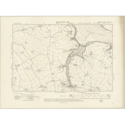1905 Map of Cornwall XXIV.NE, 1908 Print