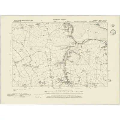 1938 Map of Cornwall XXIV.NE, 1945 Print