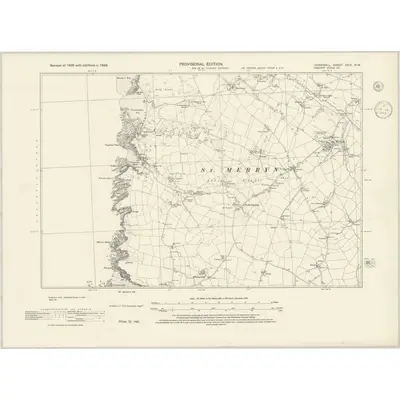 1938 Map of Cornwall XXIV.NW, 1945 Print
