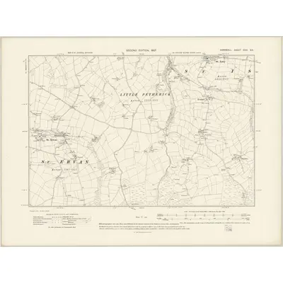 1905 Map of Cornwall XXIV.SE, 1907 Print