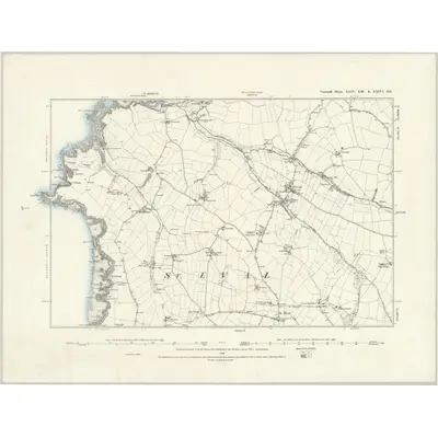 1880 Map of Cornwall XXIV.SW & XXIVA.SE, 1888 Print