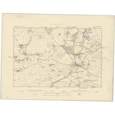 1881 Map of Cornwall XXIX.NW, 1883 Print